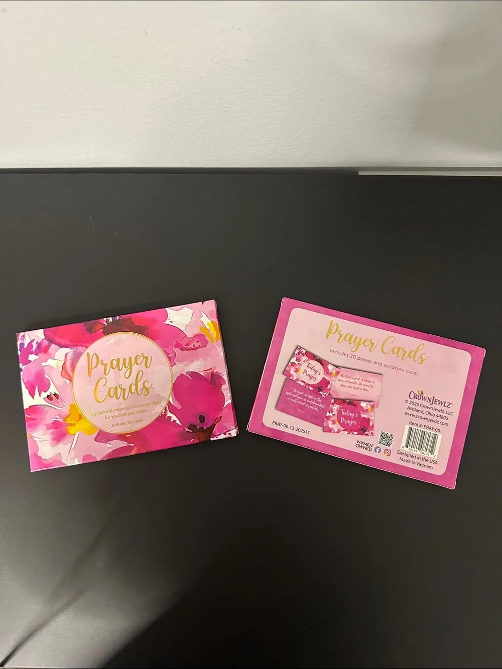 Floral Prayer Cards Set X2 with Gold Script